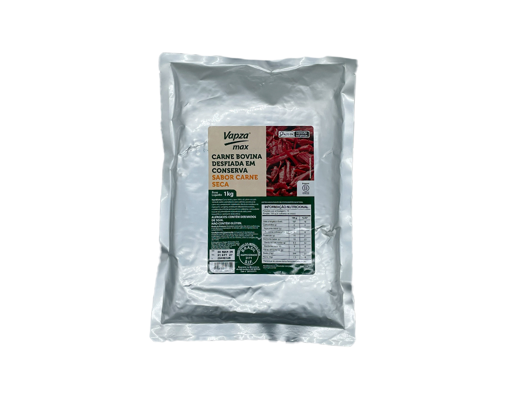 CARNE SECA BOVINA COZIDA DESFIADA VAPZA 1 KG (CX 8 PCT)